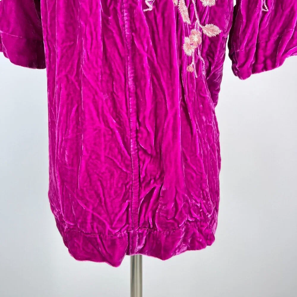NWOT Johnny Was Velvet Silk Blend Floral Embroidered Button Shirt Blouse Size S_8